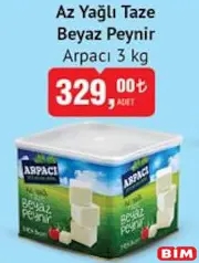 ARPACI AZ YAĞLI TAZE BEYAZ PEYNİR 3 KG